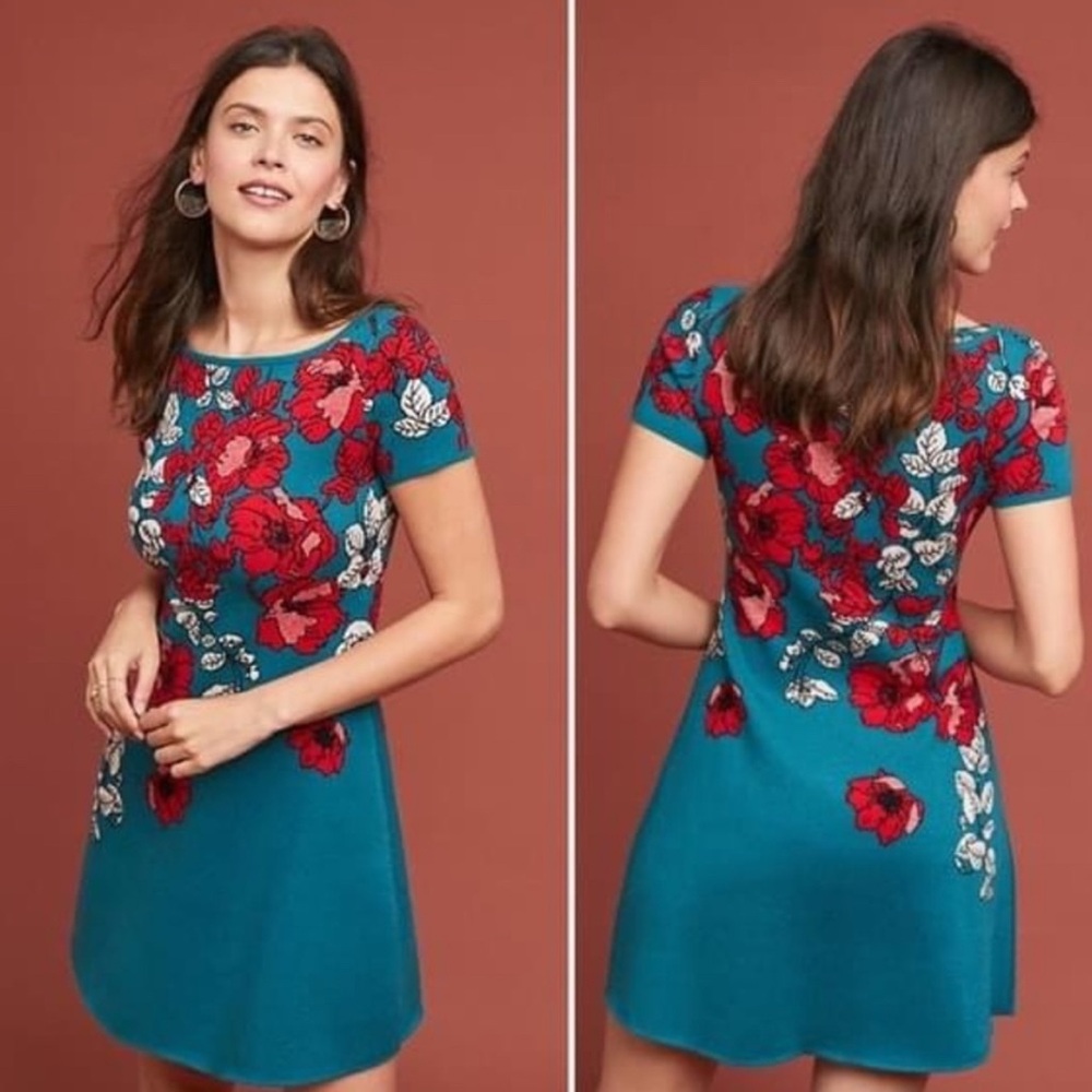 Anthropologie Maeve Allison Floral Sweater Dress